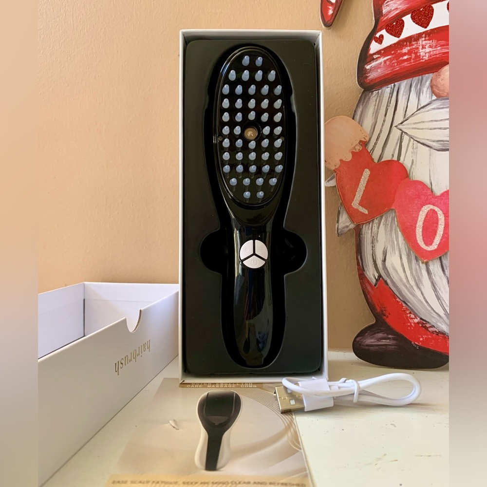 Red & Blue Light Hair Massage Brush with Steamer for Scalp Stimulation NIB